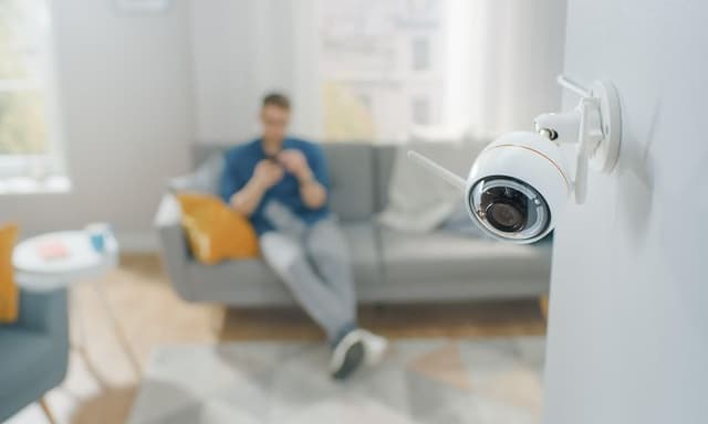 Smart home - smart home security - security camera in a living room