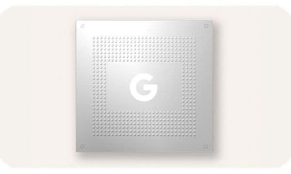 Google Pixel 8 - Tensor G3-chippen på hvid baggrund