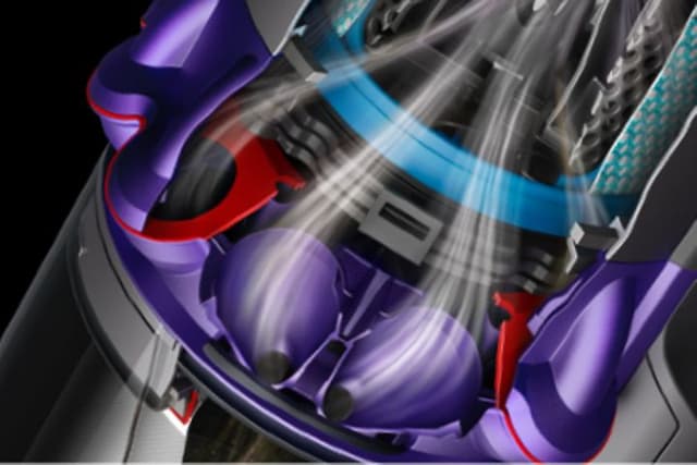 Kuvitus Dysonin Radial Root Cyclone -teknologiasta