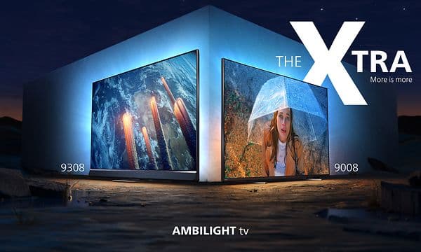 Kaksi Philips Ambilight-televisiota vierekkäin ja teksti The Xtra