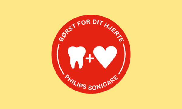 Børst for dit herte. Logo med tekst og billede af tand og hjerte