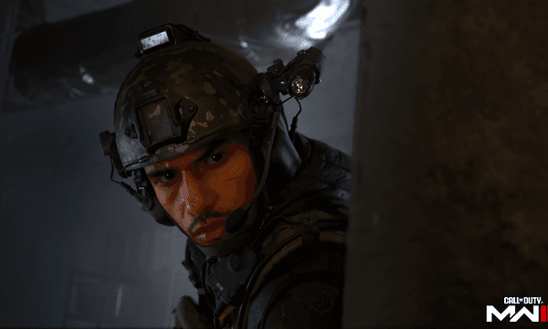 Screenshot of Alejandro peeking around a corner