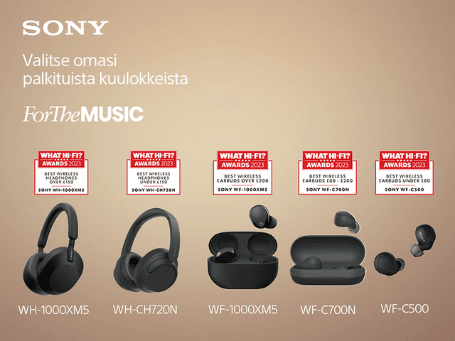 Sony What HiFi best buy 2023 banner Gigantti 1920 x 320