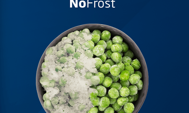 Frozen and defrosted peas without ice crystals thanks to Beko freezers NoFrost technology