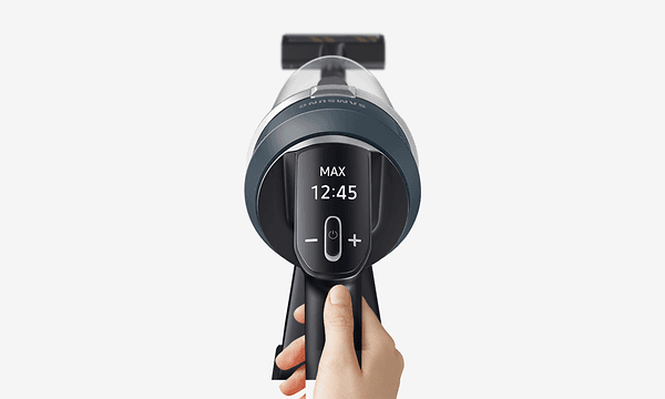 Close-up on Samsung Jet vacuum cleaners LCD Digital display
