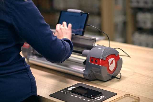 Elgiganten employee using ZAGG in store