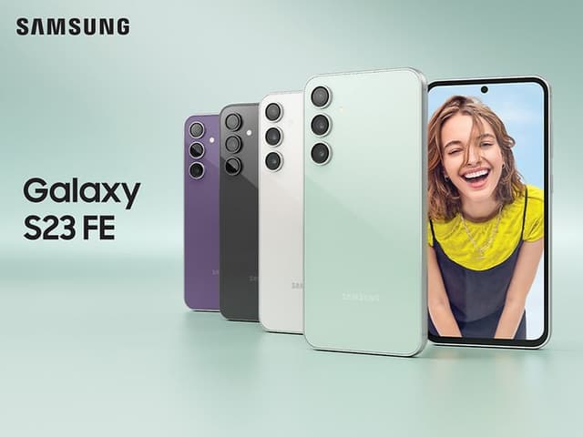 Samsung Galaxy S23 FE banner med telefoner