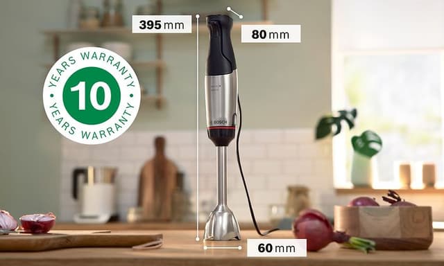 Bosch ErgoMaster Series 6 stavmikser på benkeplate med logo for 10-års garanti