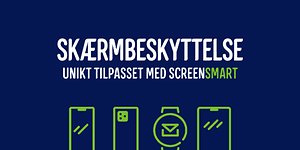 Banner med teksten Skærmbeskyttelse unikt tilpasset med screensmart