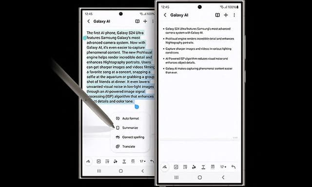 Note Assist på en Galaxy S24 Ultra-telefon