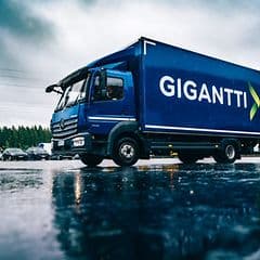 Gigantti rekka sateessa