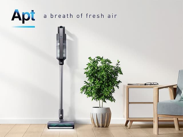 APT-tuotteita olohuoneessa ja englanninkielinen teksti A breath of fresh air