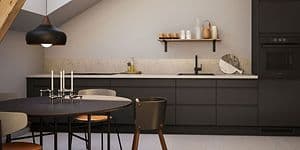 EPOQ - Perfect kitchen - kitchen I solution - Epoq Integra black - Minimalistic - Terrazzo laminate backsplash