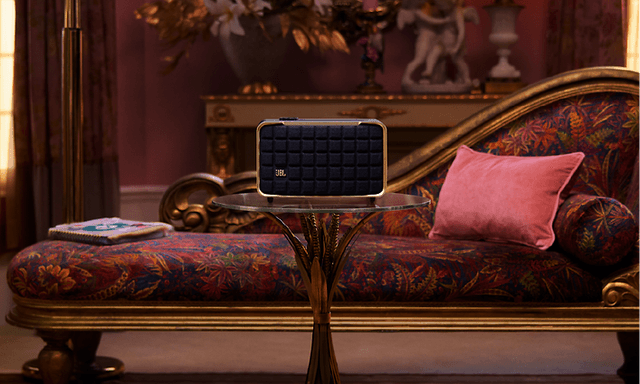 Enriched - CE - JBL Authentics 200 speaker on a table from afar