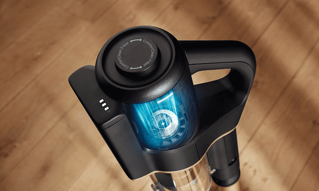 Close up on a the Digital Efficency Motor in a Miele Stick Vacuum Cleaner
