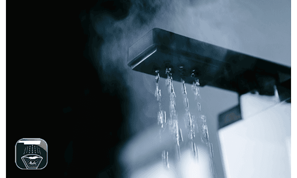 Close-up on Melitta One's water outlet with running hot water