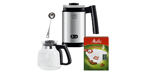 Melitta kaffetilbehør - mælkeskummer, måleske, kaffekande og kaffefilter