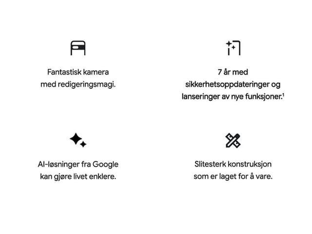 Google Pixel 8a nøkkelfunksjoner
