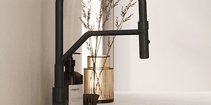 VC - Epoq - Franke - Black kitchen tap with valve in a modern kitchen