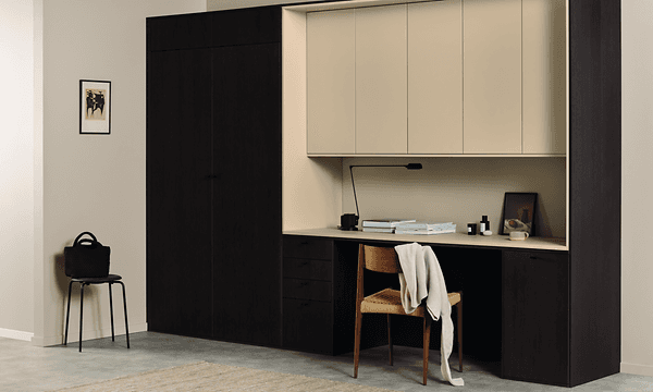Epoq - Home office with Epoq - Kitchen in beige and dark oak