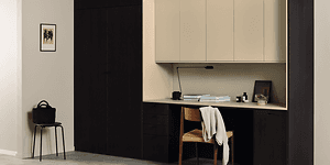 Epoq - Home office with Epoq - Kitchen in beige and dark oak