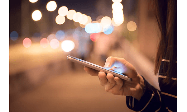 photo of a smartphone at night