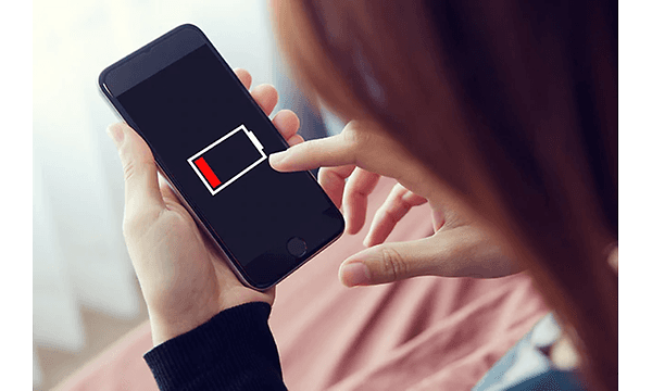 photo of a smartphone with low battery