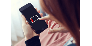 photo of a smartphone with low battery