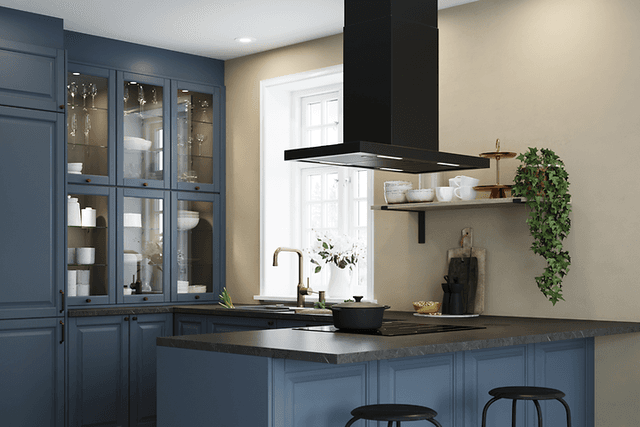 Epoq Heritage Bluegrey køkken med emhætte