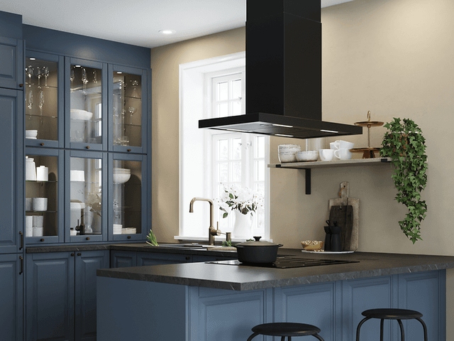 Epoq Heritage Bluegrey køkken med emhætte