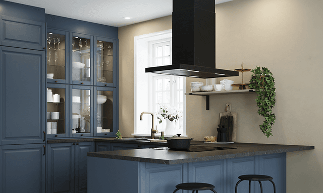 Epoq Heritage Bluegrey køkken med emhætte