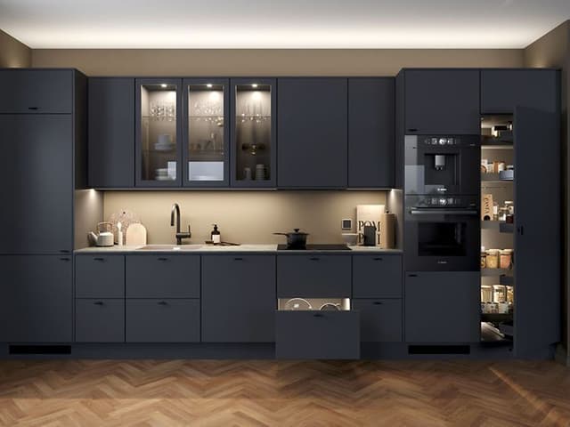 Hafele -  EPOQ - Kitchen -Trend Graphite kitchen - Lighting - Glass-Door
