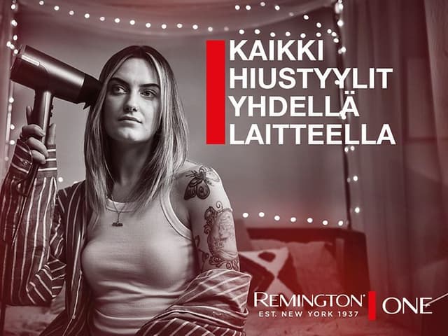 SDA - Kauneus, terveys ja hyvinvointi - Remington ONE Dry and Style-hiustenkuivaaja -banneri