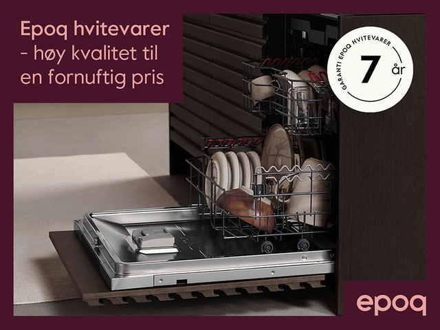 A dishwasher from Epoq with a text about 7 years guarantee