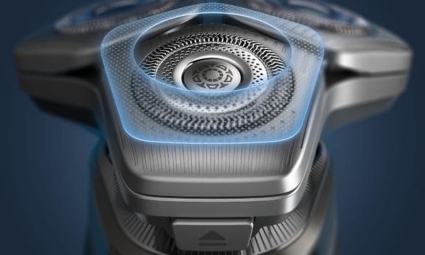 Nærbilde av bladene til Philips S7000 barbermaskin