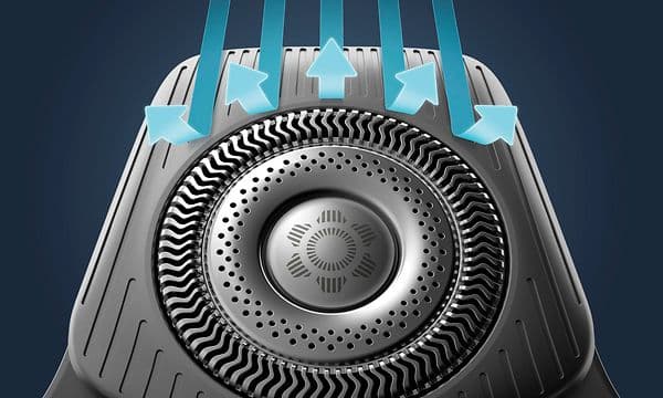 Nærbilde av de presise bladene til Philips S5000 barbermaskin