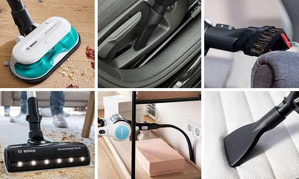 Bosch-støvsuger med flere forskjellige nyttige musntykker