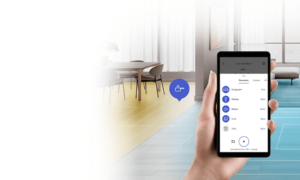 MyDyson app som analyserer, viser kart og soner for Dyson robotstøvsuger
