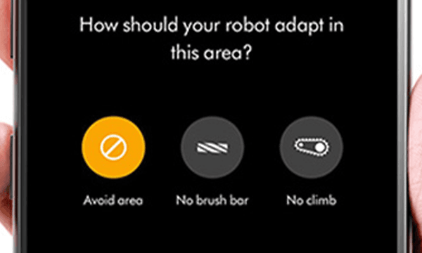 MyDyson-appen spør hvordan Dyson 360 Vis Nav-robotstøvsugeren skal tilpasse seg et område