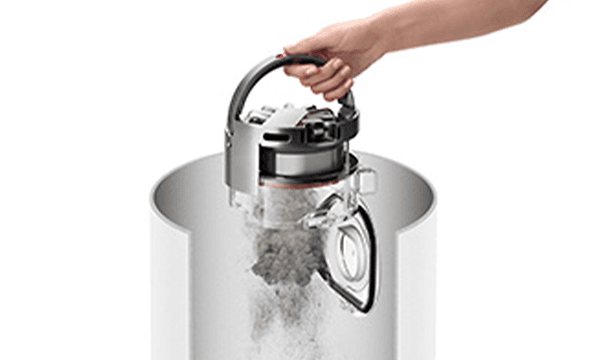 Dyson 360 Vis Nav -imurin pölysäiliön tyhjennys