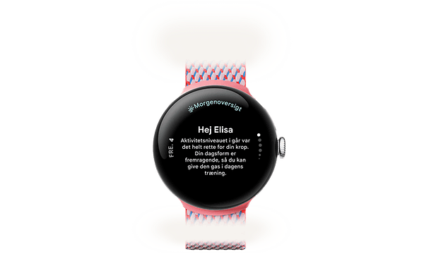 Et eksempel på en morgenoversigt på et Pixel Watch 3
