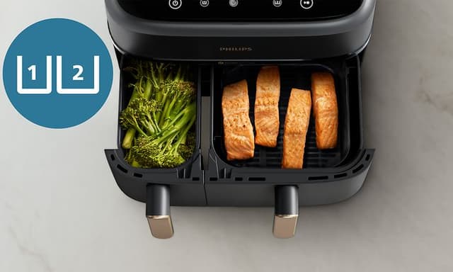 Philips Dual basket Airfryer med stekt laks