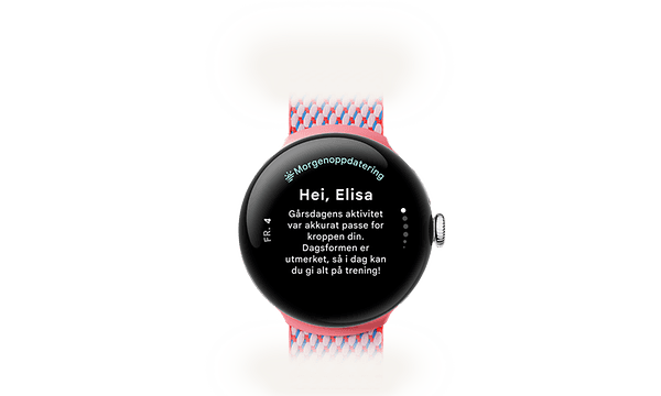 Et eksempel på en morgenoversikt på en Pixel Watch 3