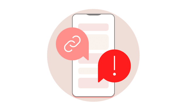 Illustration of a smart phone with symbols of a lock and an exclamation mark