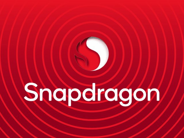 Snapdragon-logo på rød bakgrunn