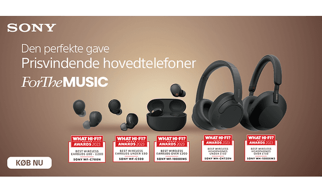 Sony hovedtelefoner - til musikken. Banner med forskellige Sony-hovedtelefoner