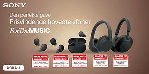 Sony hovedtelefoner - til musikken. Banner med forskellige Sony-hovedtelefoner