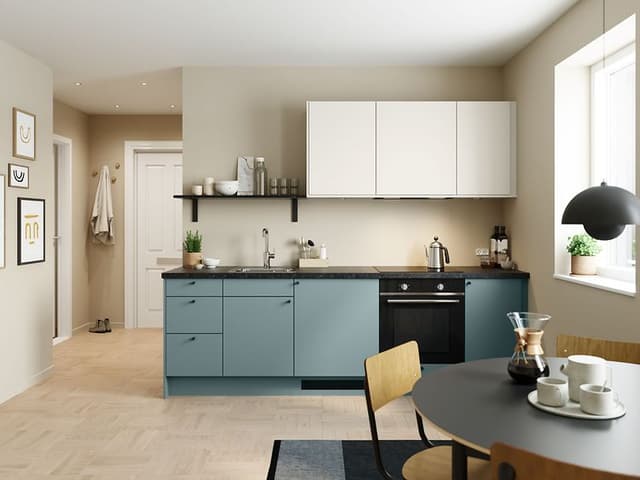Epoq - Minikök - Öppet kökslösning i moderna beige och salvia färger