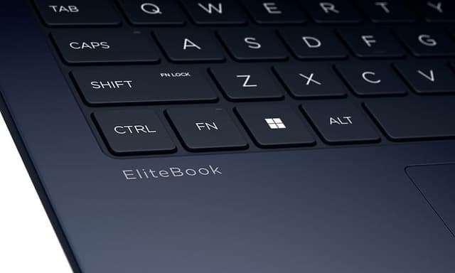 HP EliteBook close-up of keyboard