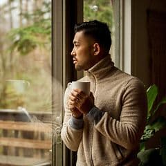 Man enjoying a cup of coffee